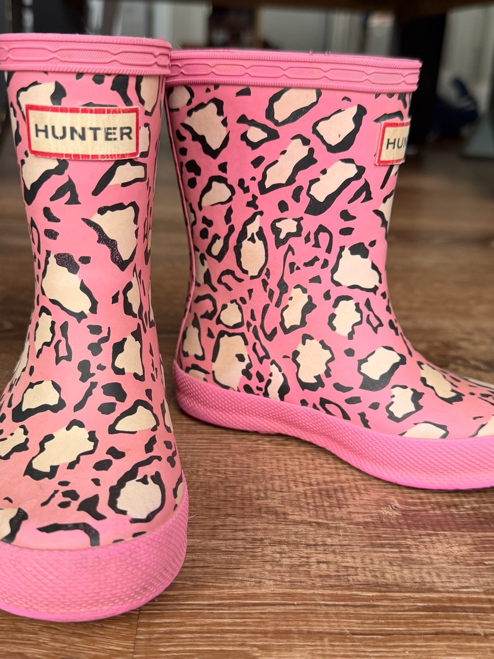 Hunter Kids Pink Leopard Rain Boots – Toddler Size 5